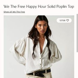 We The Free Happy Hour Solid Poplin Top XS